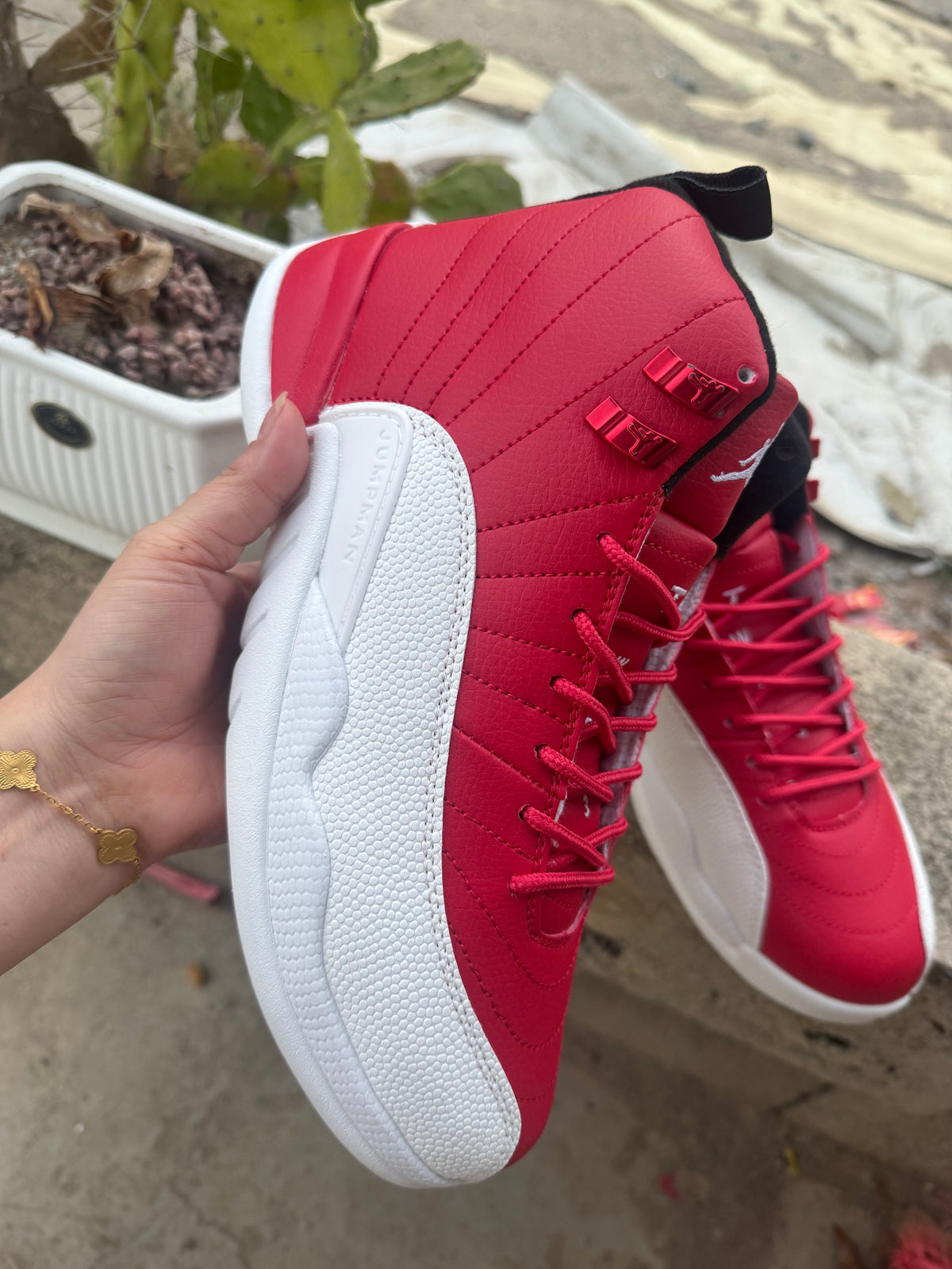 Air Jordan 12 Retro White-Red Sneakers