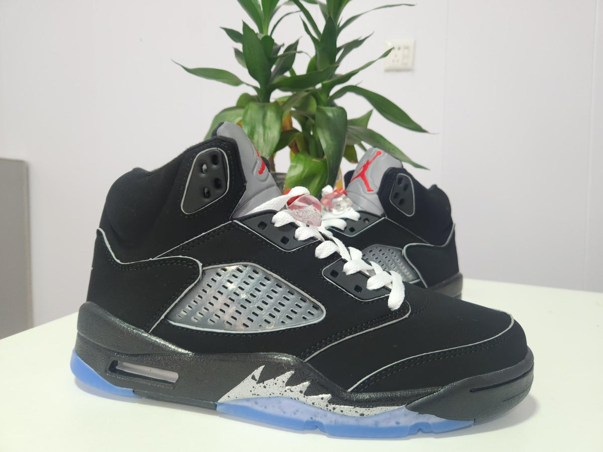 Air Jordan 5 Black with Silver Trim Sneakers