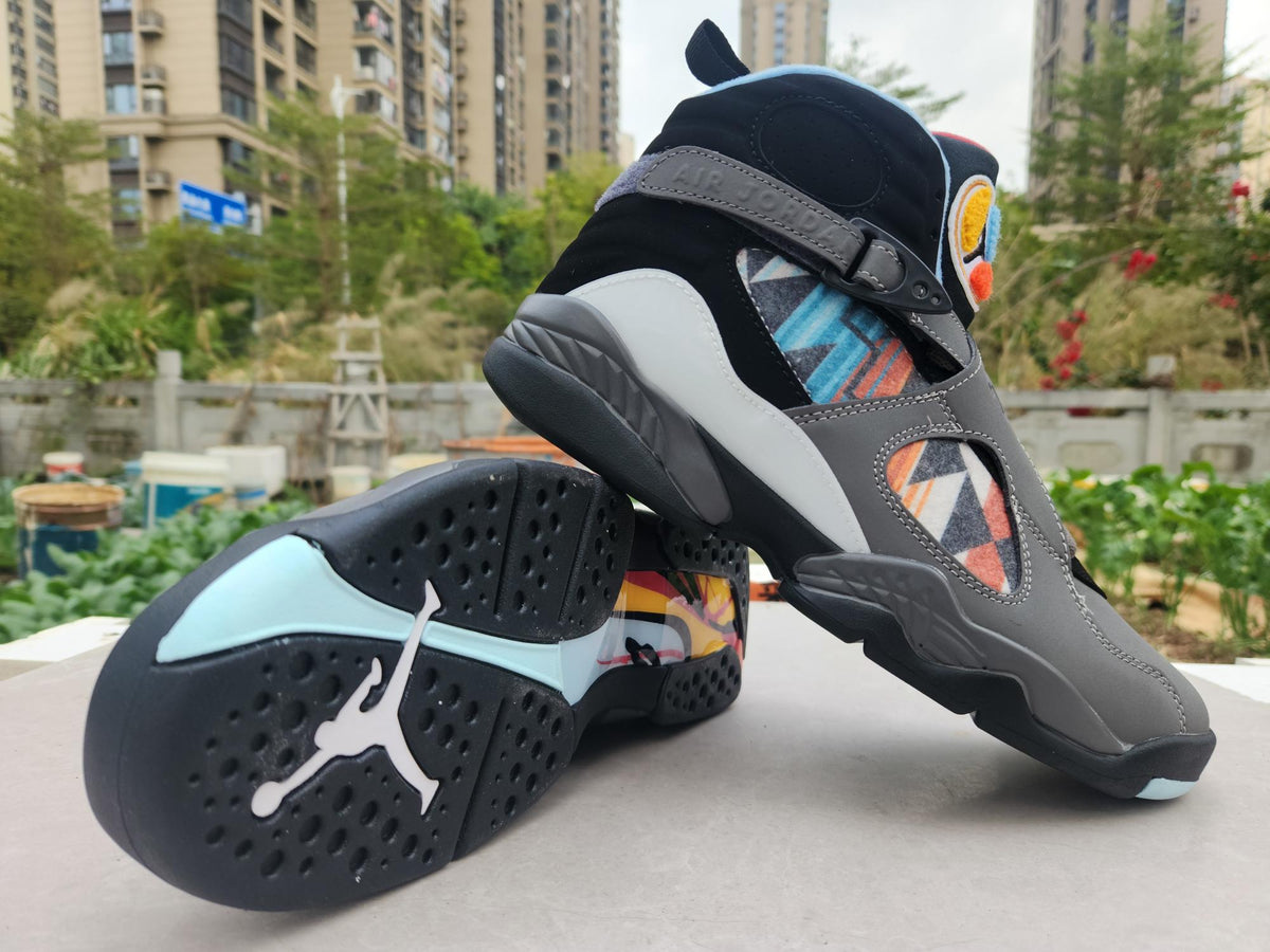 Air Jordan 8 Grey/Black/Jade Sneakers
