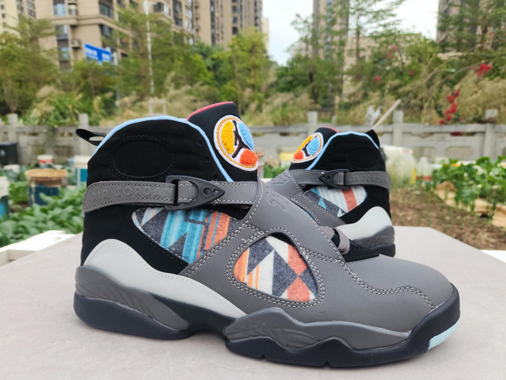 Air Jordan 8 Grey/Black/Jade Sneakers