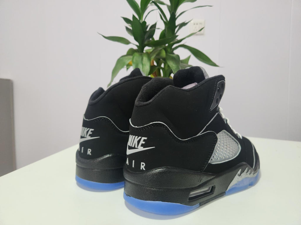 Air Jordan 5 Black with Silver Trim Sneakers