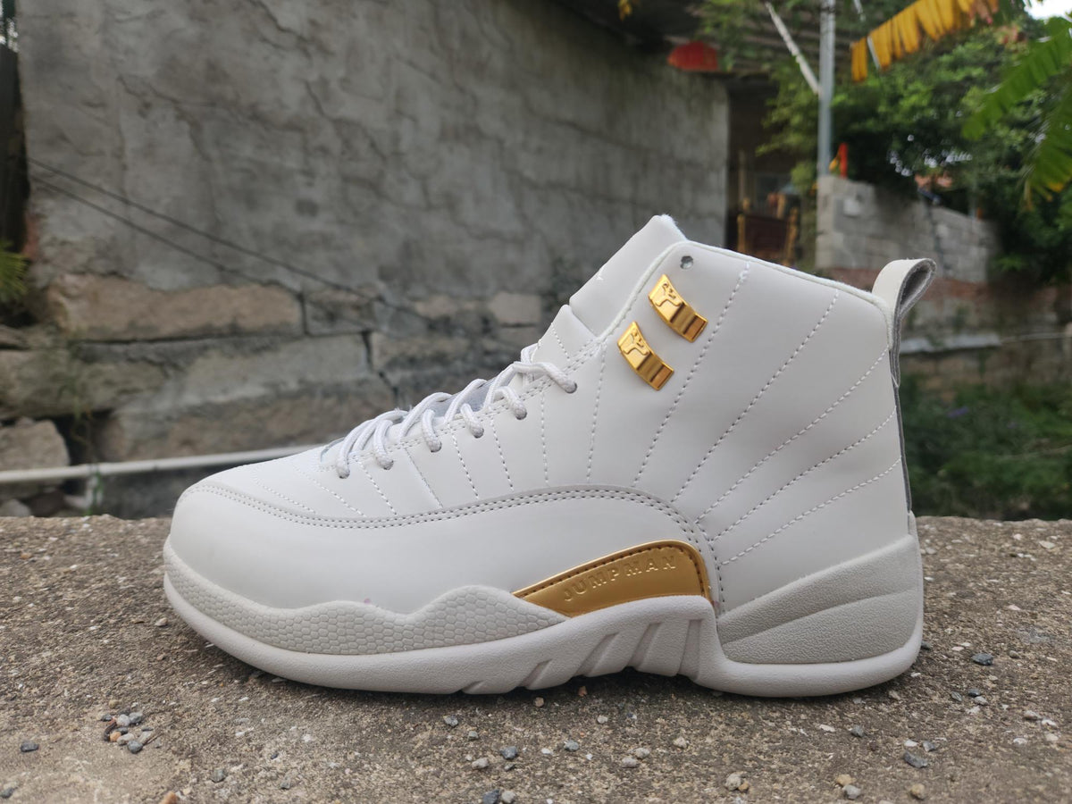 Air Jordan 12 Gray and Gold Sneakers