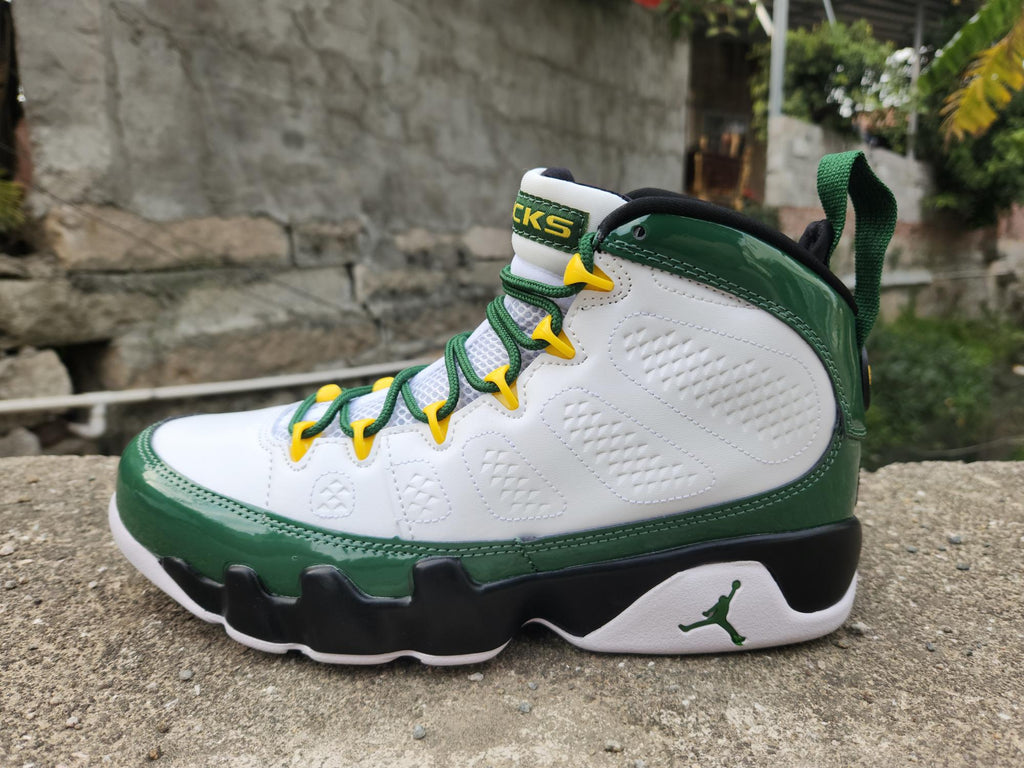 Air Jordan 9 White and Green Sneakers