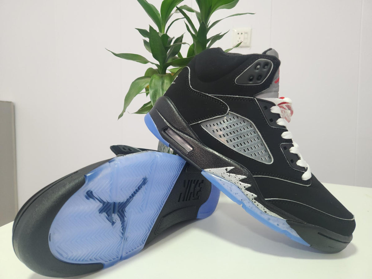 Air Jordan 5 Black with Silver Trim Sneakers