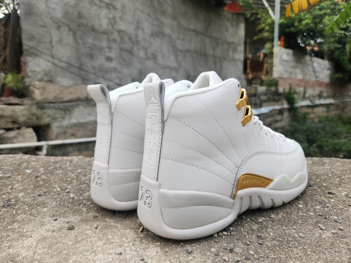 Air Jordan 12 Gray and Gold Sneakers