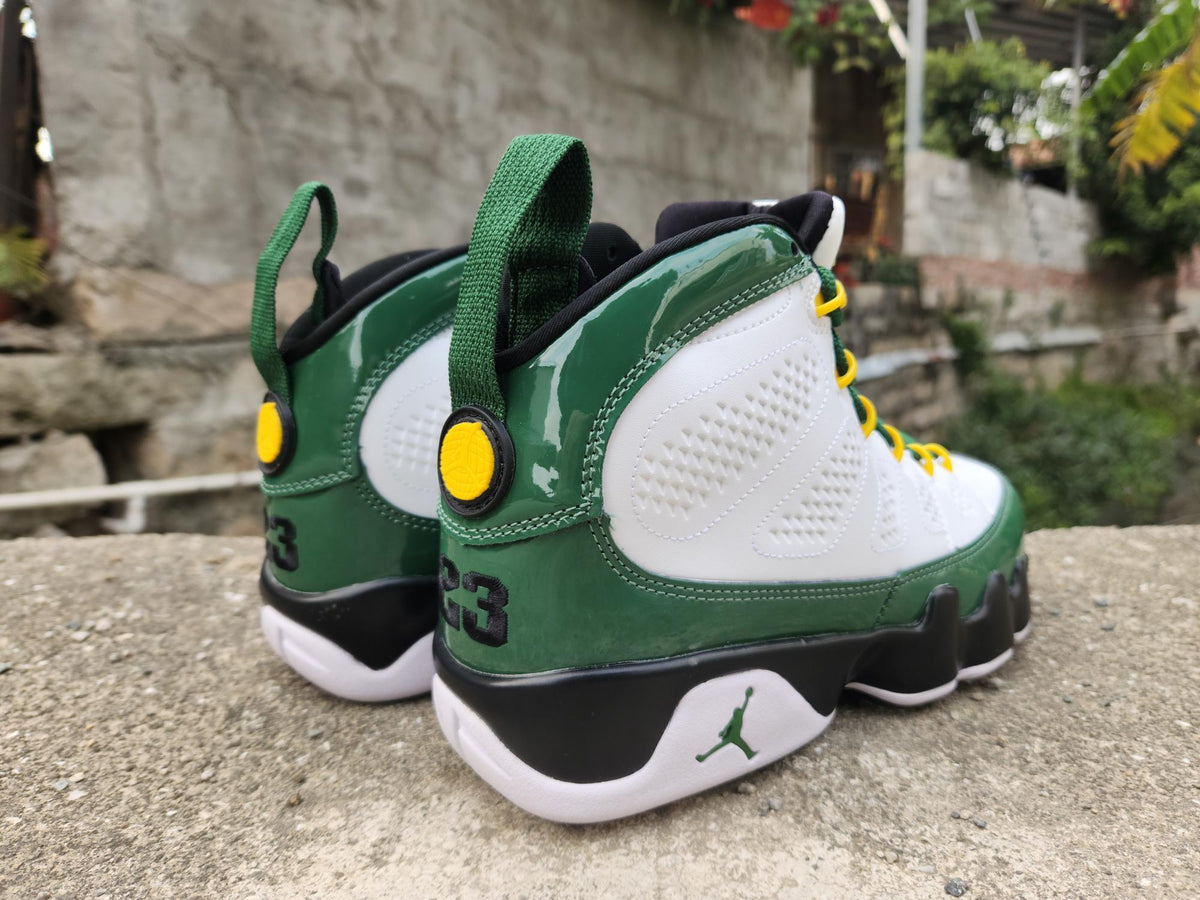 Air Jordan 9 White and Green Sneakers
