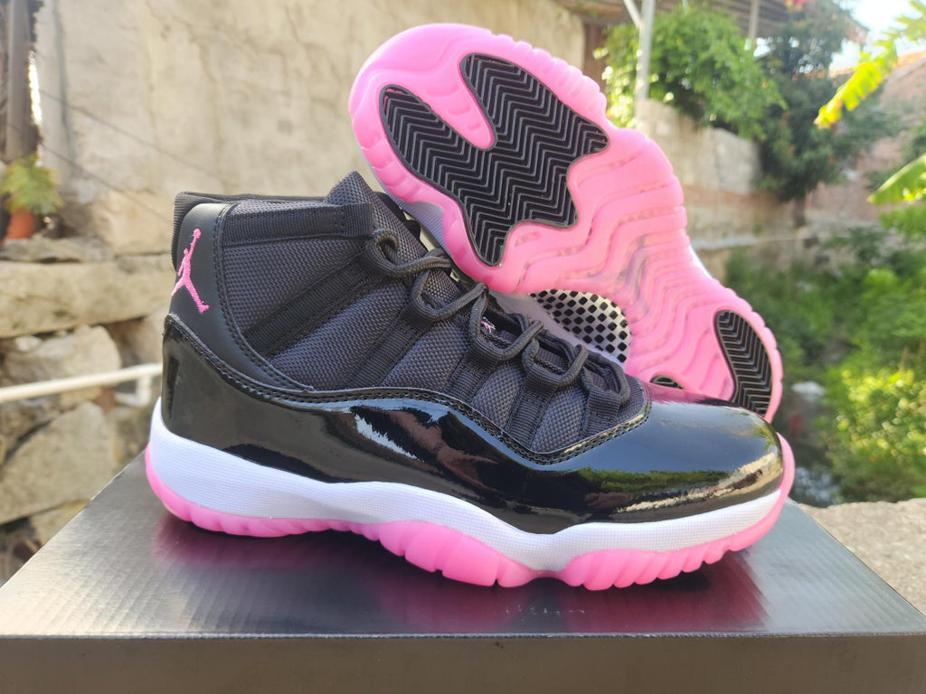 Air Jordan 11 Retro Black-Rose Red Sneakers
