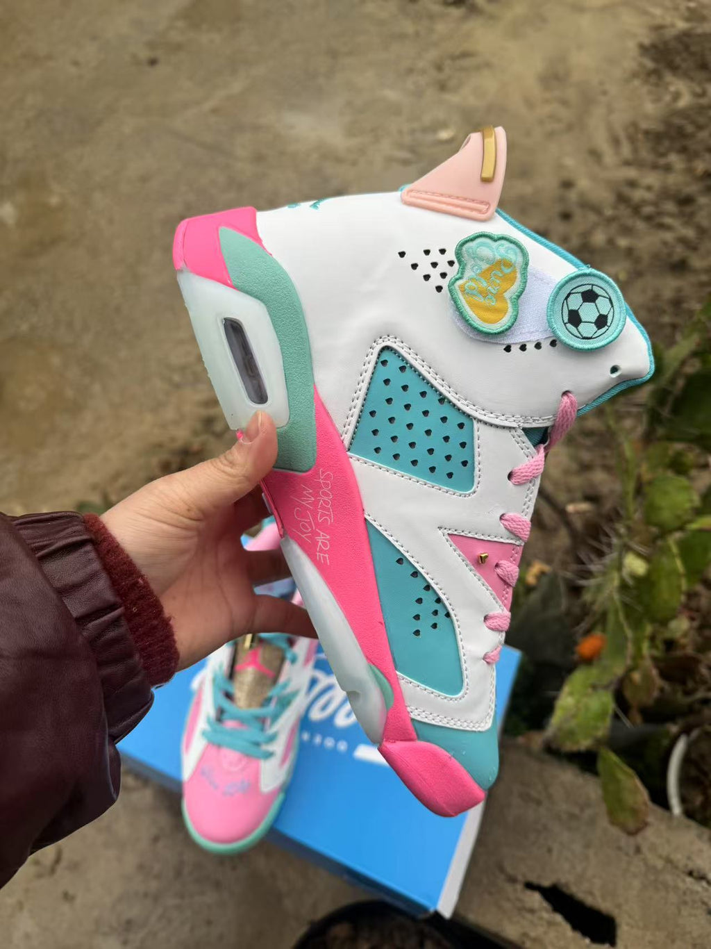 Air Jordan 6 Retro Blue-Pink Sneakers